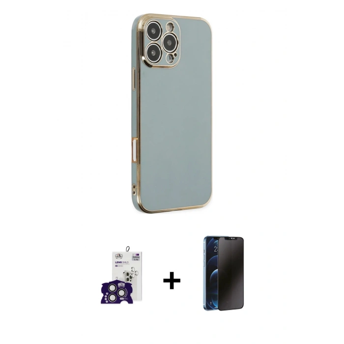 MARSİLYAN™- iPhone 16 Pro Max Kılıf Yankı Serisi - Siyah 3D Antistatik Hayalet Cam Ekran Koruyucu + Bilvis Titan Kamera Lens - TMGI