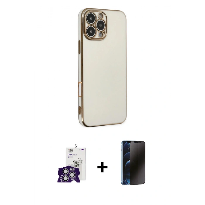 MARSİLYAN™- iPhone 16 Pro Max Kılıf Yankı Serisi - Siyah 3D Antistatik Hayalet Cam Ekran Koruyucu + Bilvis Titan Kamera Lens - GS