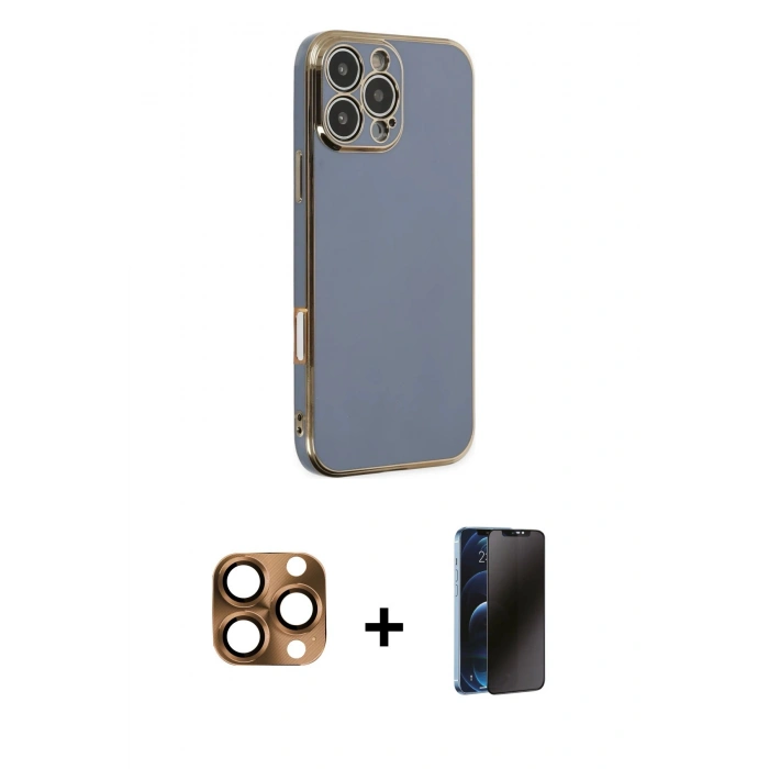 MARSİLYAN™- iPhone 16 Pro Max Kılıf Yankı Serisi - Siyah 3D Antistatik Hayalet Cam Ekran Koruyucu + Pers Alüminyum Kamera Lens - CLTM