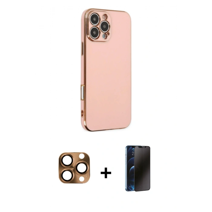 MARSİLYAN™- iPhone 16 Pro Max Kılıf Yankı Serisi - Siyah 3D Antistatik Hayalet Cam Ekran Koruyucu + Pers Alüminyum Kamera Lens - CLTM