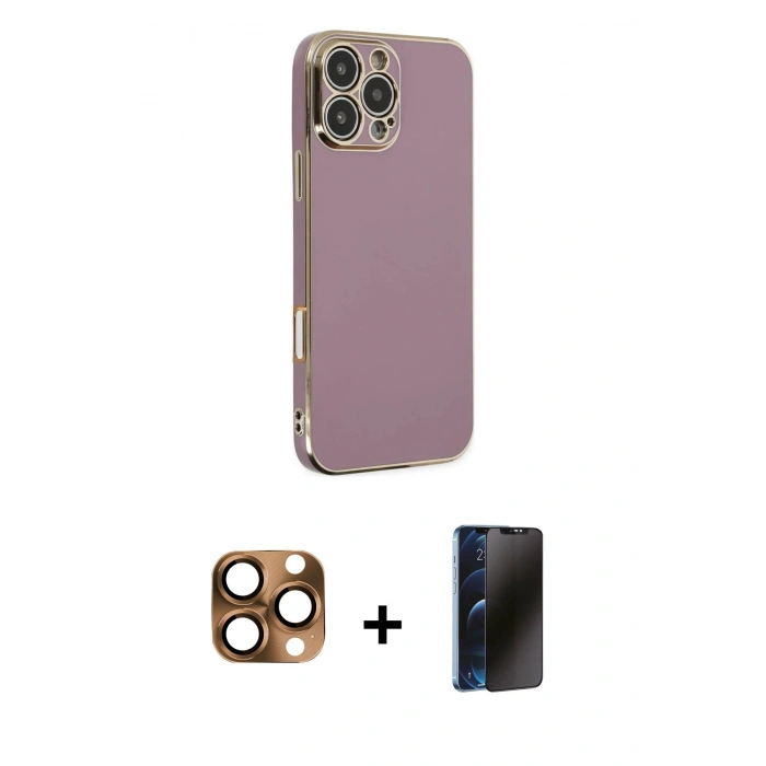 MARSİLYAN™- iPhone 16 Pro Max Kılıf Yankı Serisi - Siyah 3D Antistatik Hayalet Cam Ekran Koruyucu + Pers Alüminyum Kamera Lens - CLTM