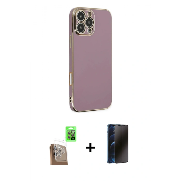 MARSİLYAN™- iPhone 16 Pro Max Kılıf Yankı Serisi - Siyah 3D Antistatik Hayalet Cam Ekran Koruyucu + Raze Metal Kamera Lens - CLTM