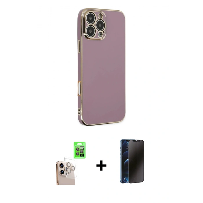 MARSİLYAN™- iPhone 16 Pro Max Kılıf Yankı Serisi - Siyah 3D Antistatik Hayalet Cam Ekran Koruyucu + Raze Metal Kamera Lens - NLGY