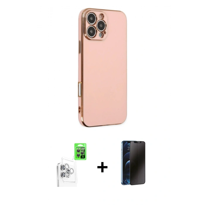 MARSİLYAN™- iPhone 16 Pro Max Kılıf Yankı Serisi - Siyah 3D Antistatik Hayalet Cam Ekran Koruyucu + Raze Metal Kamera Lens - BZ