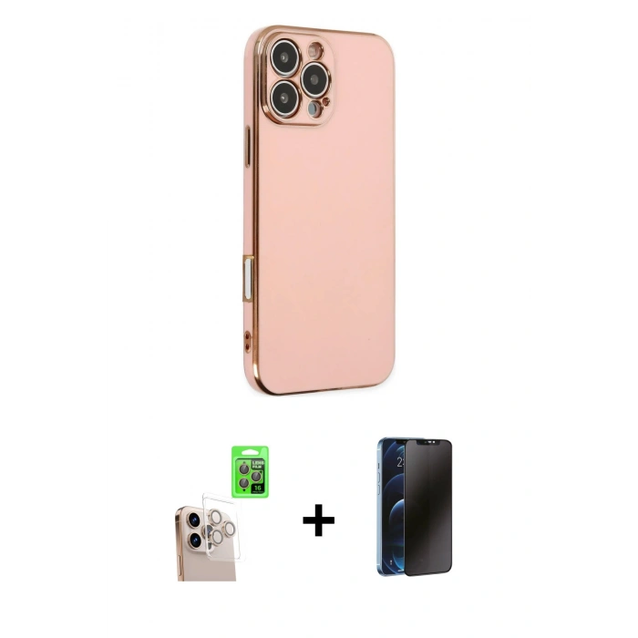 MARSİLYAN™- iPhone 16 Pro Max Kılıf Yankı Serisi - Siyah 3D Antistatik Hayalet Cam Ekran Koruyucu + Raze Metal Kamera Lens - NLGY