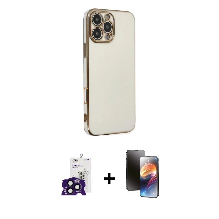 MARSİLYAN™- iPhone 16 Pro Max Kılıf Yankı Serisi - Siyah 3D Antistatik Mat Seramik Nano Ekran Koruyucu + Bilvis Titan Kamera Lens - SH
