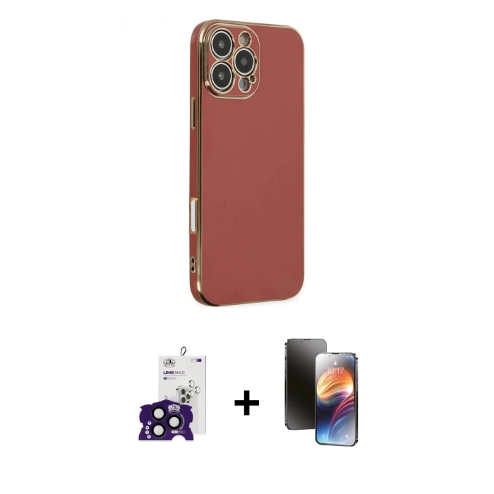 MARSİLYAN™- iPhone 16 Pro Max Kılıf Yankı Serisi - Siyah 3D Antistatik Mat Seramik Nano Ekran Koruyucu + Bilvis Titan Kamera Lens - SH