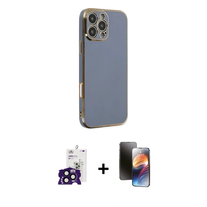 MARSİLYAN™- iPhone 16 Pro Max Kılıf Yankı Serisi - Siyah 3D Antistatik Mat Seramik Nano Ekran Koruyucu + Bilvis Titan Kamera Lens - SH
