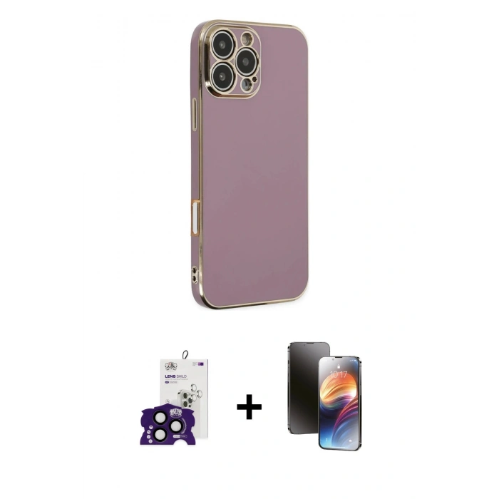 MARSİLYAN™- iPhone 16 Pro Max Kılıf Yankı Serisi - Siyah 3D Antistatik Mat Seramik Nano Ekran Koruyucu + Bilvis Titan Kamera Lens - SH