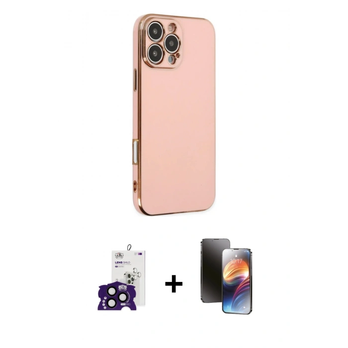 MARSİLYAN™- iPhone 16 Pro Max Kılıf Yankı Serisi - Siyah 3D Antistatik Mat Seramik Nano Ekran Koruyucu + Bilvis Titan Kamera Lens - SH