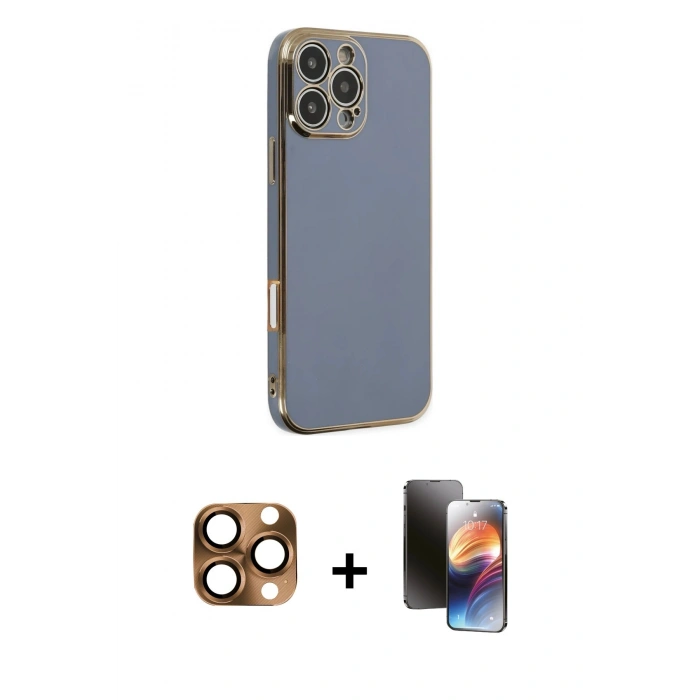MARSİLYAN™- iPhone 16 Pro Max Kılıf Yankı Serisi - Siyah 3D Antistatik Mat Seramik Nano Ekran Koruyucu + Pers Alüminyum Kamera Lens - CLTM