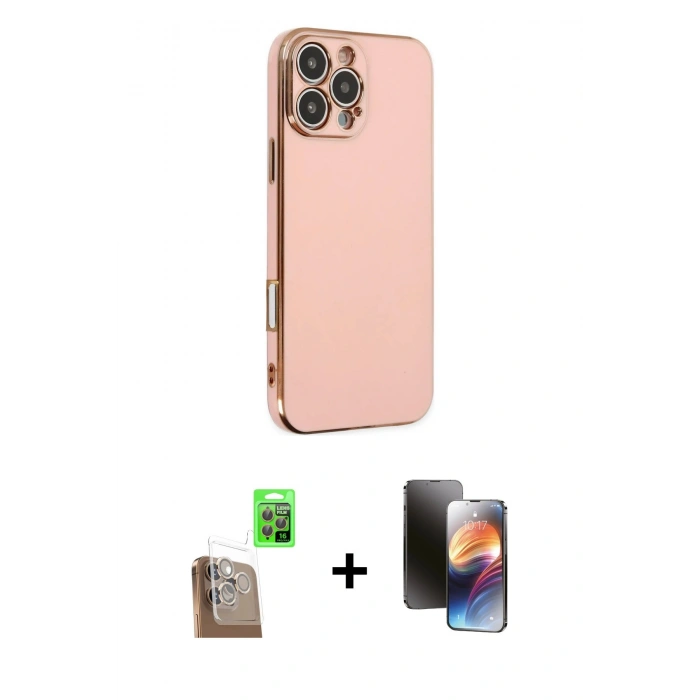 MARSİLYAN™- iPhone 16 Pro Max Kılıf Yankı Serisi - Siyah 3D Antistatik Mat Seramik Nano Ekran Koruyucu + Çöl Titanyum Raze Metal Kamera Lens