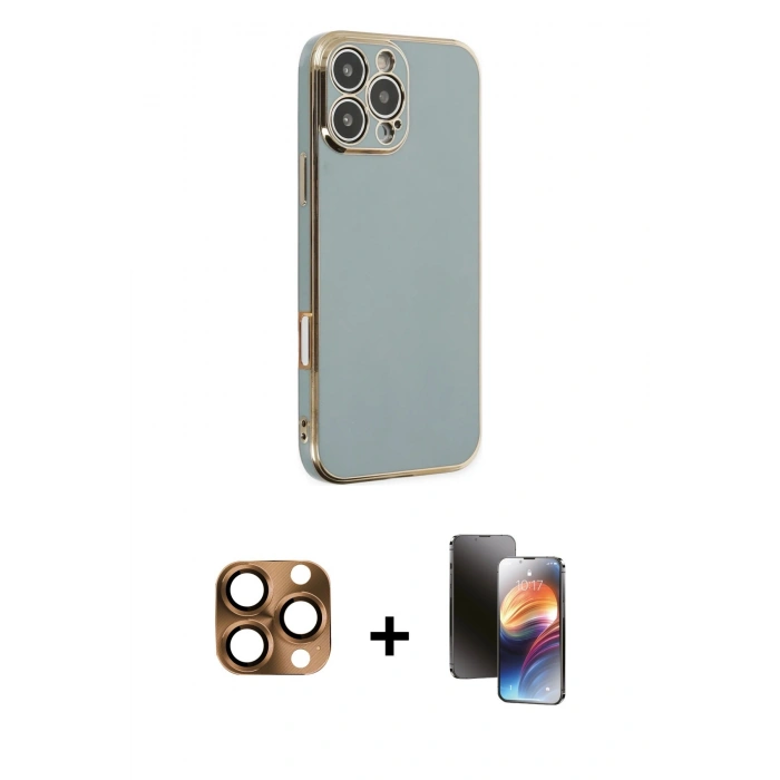 MARSİLYAN™- iPhone 16 Pro Max Kılıf Yankı Serisi - Siyah 3D Antistatik Mat Seramik Nano Ekran Koruyucu + Pers Alüminyum Kamera Lens - CLTM