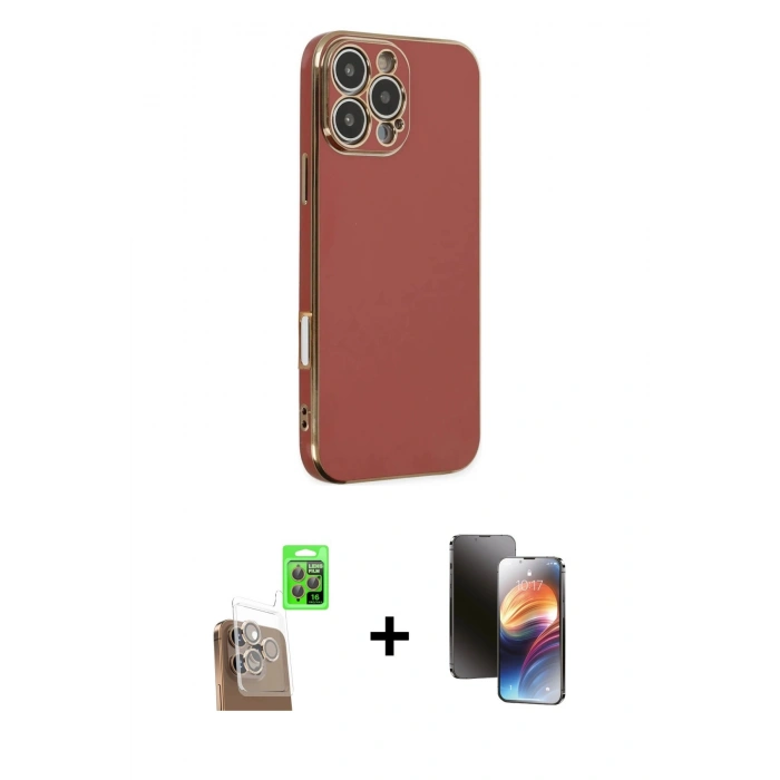 MARSİLYAN™- iPhone 16 Pro Max Kılıf Yankı Serisi - Siyah 3D Antistatik Mat Seramik Nano Ekran Koruyucu + Çöl Titanyum Raze Metal Kamera Lens