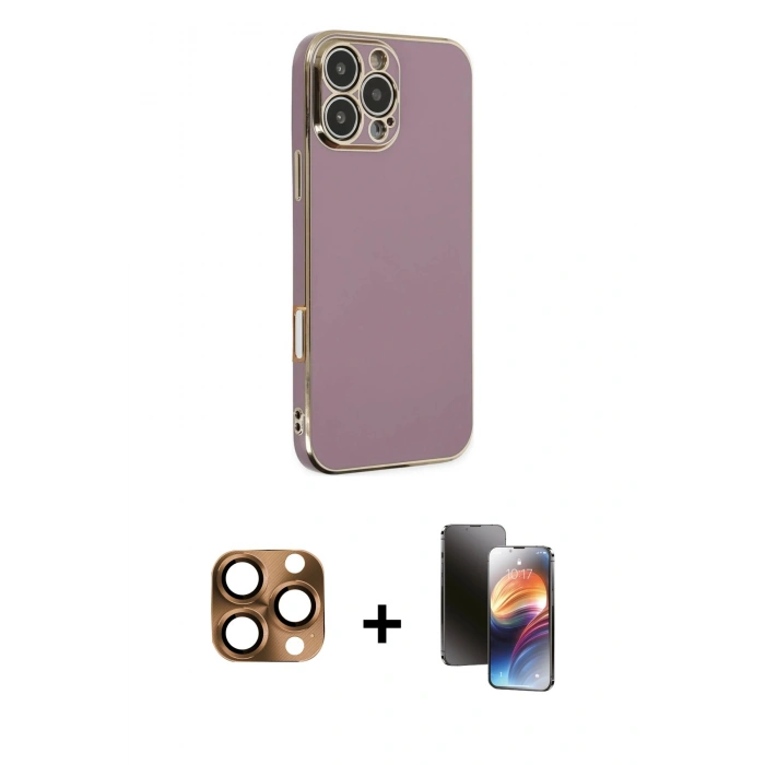 MARSİLYAN™- iPhone 16 Pro Max Kılıf Yankı Serisi - Siyah 3D Antistatik Mat Seramik Nano Ekran Koruyucu + Pers Alüminyum Kamera Lens - CLTM