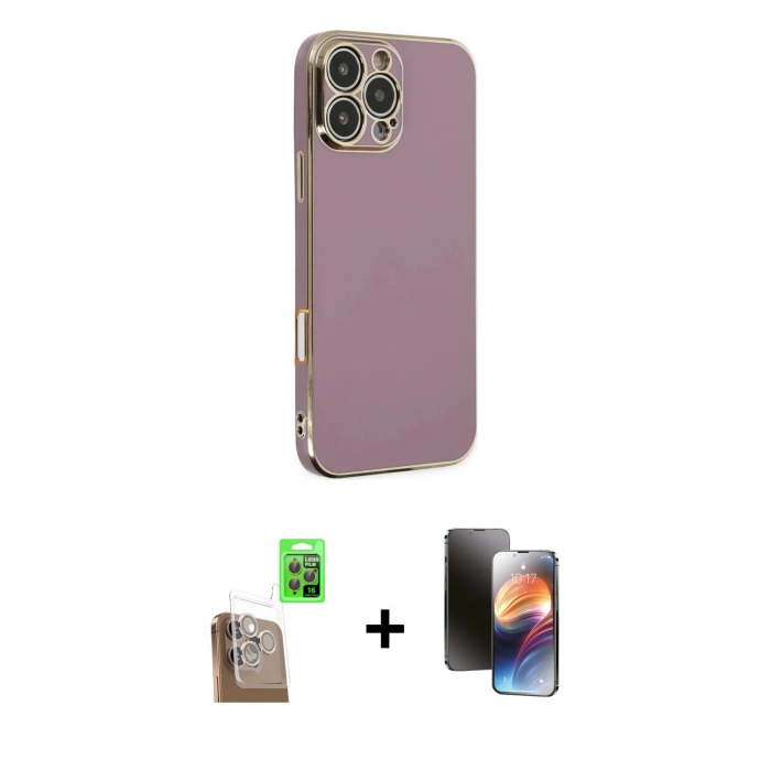 MARSİLYAN™- iPhone 16 Pro Max Kılıf Yankı Serisi - Siyah 3D Antistatik Mat Seramik Nano Ekran Koruyucu + Çöl Titanyum Raze Metal Kamera Lens