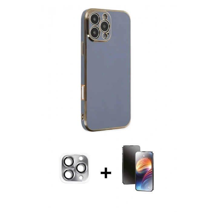 MARSİLYAN™- iPhone 16 Pro Max Kılıf Yankı Serisi - Siyah 3D Antistatik Mat Seramik Nano Ekran Koruyucu + Pers Alüminyum Kamera Lens - GI