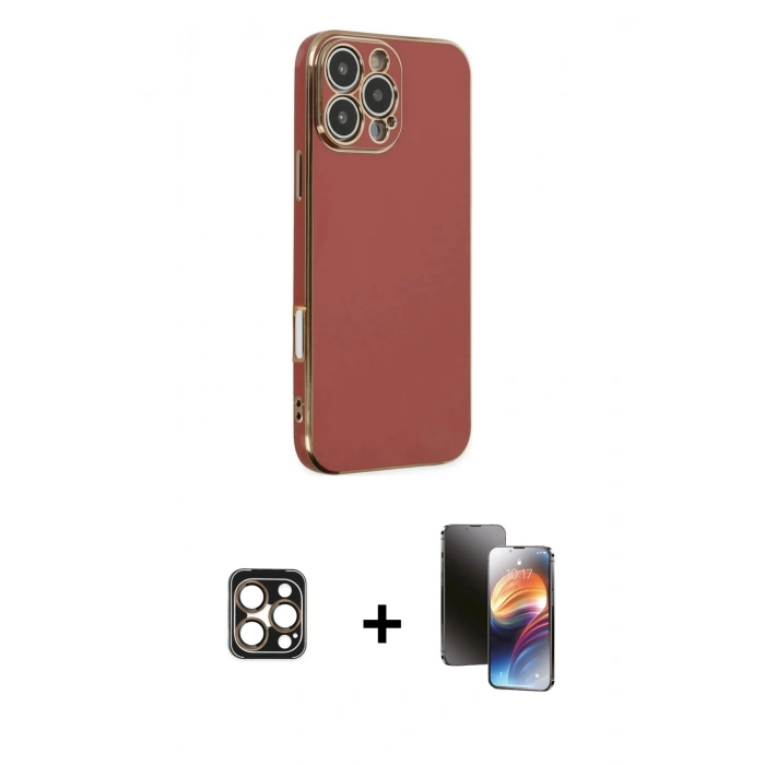 MARSİLYAN™- iPhone 16 Pro Max Kılıf Yankı Serisi - Siyah 3D Antistatik Mat Seramik Nano Ekran Koruyucu + PVD Metal Kamera Lens - GD