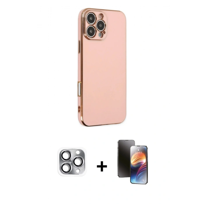 MARSİLYAN™- iPhone 16 Pro Max Kılıf Yankı Serisi - Siyah 3D Antistatik Mat Seramik Nano Ekran Koruyucu + Pers Alüminyum Kamera Lens - GI