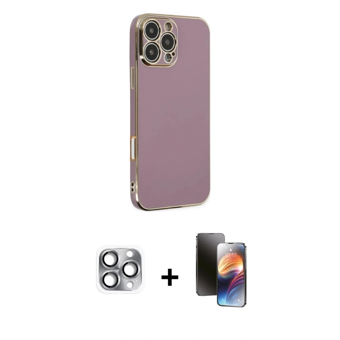 MARSİLYAN™- iPhone 16 Pro Max Kılıf Yankı Serisi - Siyah 3D Antistatik Mat Seramik Nano Ekran Koruyucu + Pers Alüminyum Kamera Lens - GI