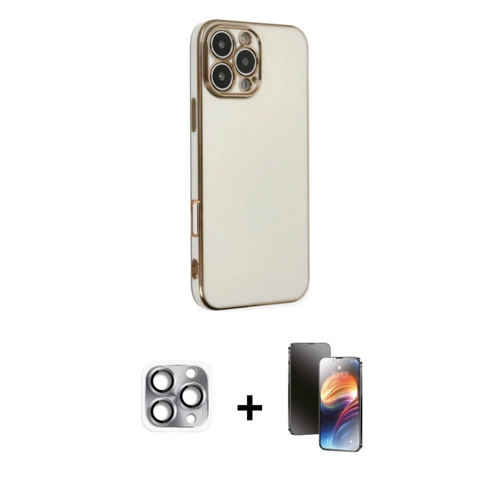 MARSİLYAN™- iPhone 16 Pro Max Kılıf Yankı Serisi - Siyah 3D Antistatik Mat Seramik Nano Ekran Koruyucu + Pers Alüminyum Kamera Lens - GI