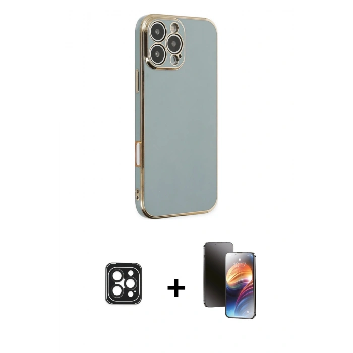 MARSİLYAN™- iPhone 16 Pro Max Kılıf Yankı Serisi - Siyah 3D Antistatik Mat Seramik Nano Ekran Koruyucu + Siyah PVD Metal Kamera Lens