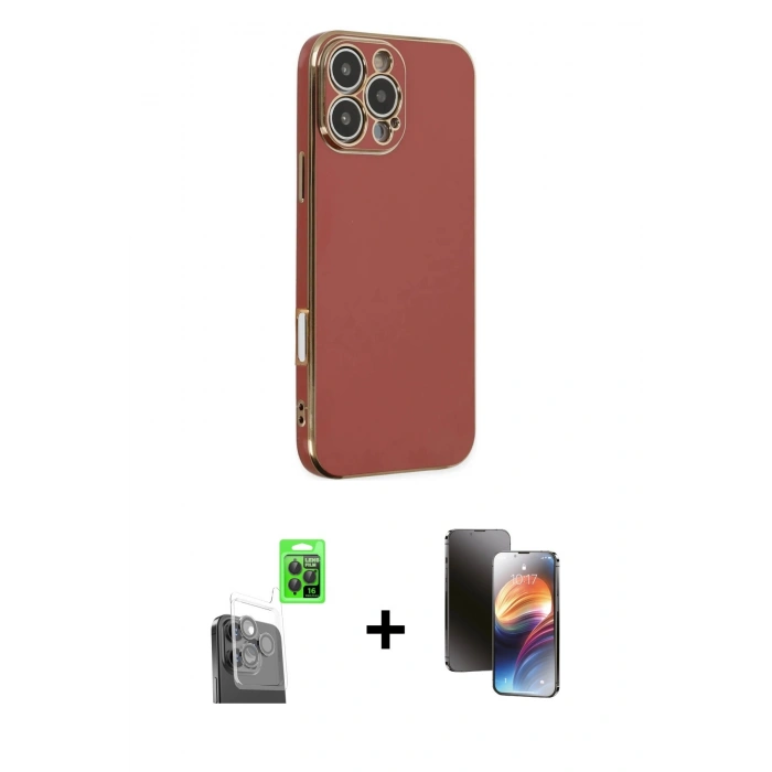 MARSİLYAN™- iPhone 16 Pro Max Kılıf Yankı Serisi - Siyah 3D Antistatik Mat Seramik Nano Ekran Koruyucu + Raze Metal Kamera Lens - SH