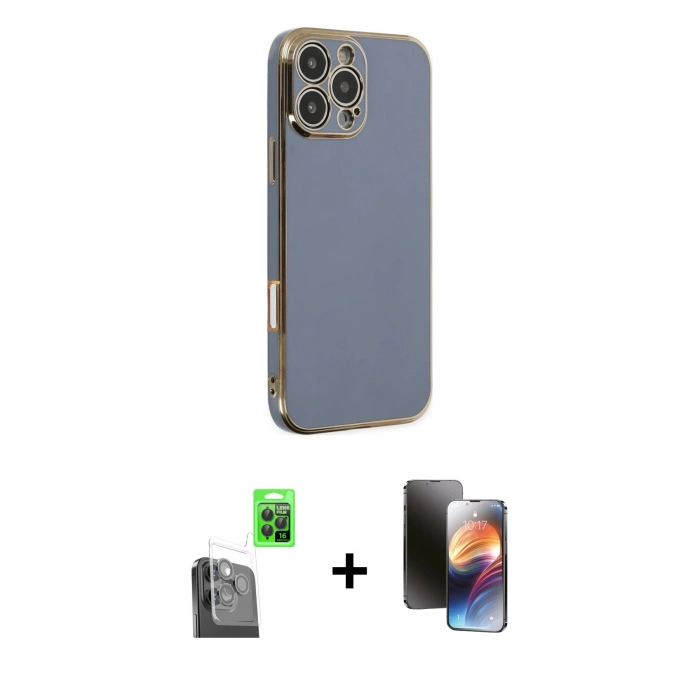 MARSİLYAN™- iPhone 16 Pro Max Kılıf Yankı Serisi - Siyah 3D Antistatik Mat Seramik Nano Ekran Koruyucu + Raze Metal Kamera Lens - SH