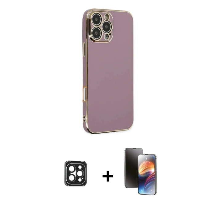 MARSİLYAN™- iPhone 16 Pro Max Kılıf Yankı Serisi - Siyah 3D Antistatik Mat Seramik Nano Ekran Koruyucu + Siyah PVD Metal Kamera Lens