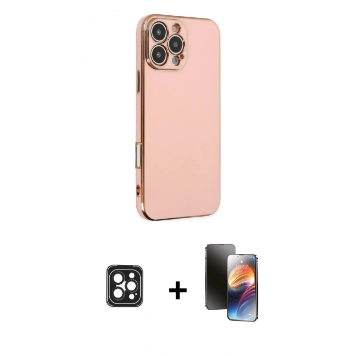 MARSİLYAN™- iPhone 16 Pro Max Kılıf Yankı Serisi - Siyah 3D Antistatik Mat Seramik Nano Ekran Koruyucu + Siyah PVD Metal Kamera Lens