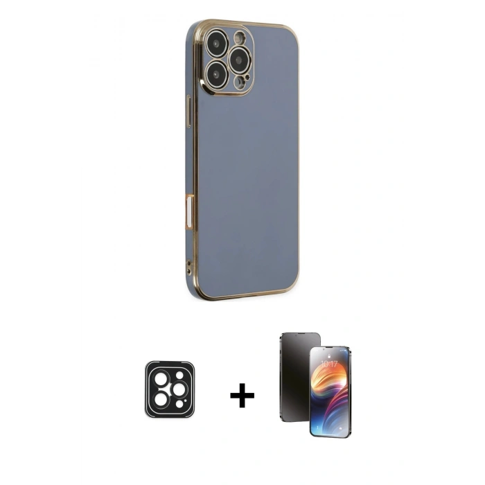 MARSİLYAN™- iPhone 16 Pro Max Kılıf Yankı Serisi - Siyah 3D Antistatik Mat Seramik Nano Ekran Koruyucu + Siyah PVD Metal Kamera Lens
