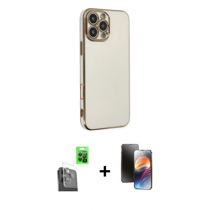 MARSİLYAN™- iPhone 16 Pro Max Kılıf Yankı Serisi - Siyah 3D Antistatik Mat Seramik Nano Ekran Koruyucu + Raze Metal Kamera Lens - SH
