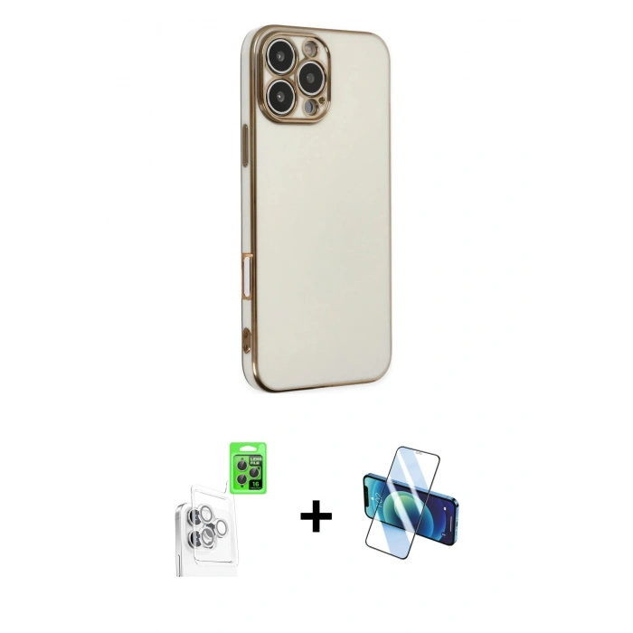 MARSİLYAN™- iPhone 16 Pro Max Kılıf Yankı Serisi - Siyah 3D Antistatik Seramik Nano Ekran Koruyucu + Raze Metal Kamera Lens - BZ