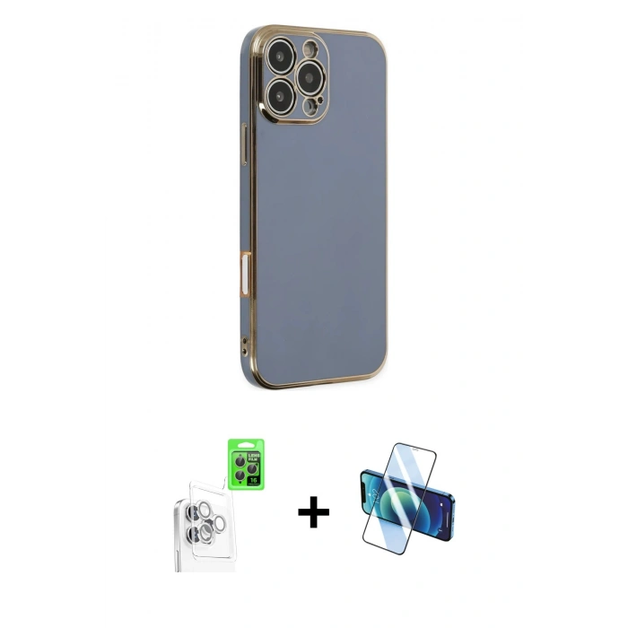 MARSİLYAN™- iPhone 16 Pro Max Kılıf Yankı Serisi - Siyah 3D Antistatik Seramik Nano Ekran Koruyucu + Raze Metal Kamera Lens - BZ