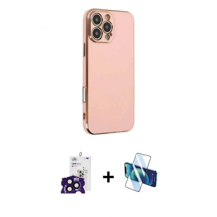 MARSİLYAN™- iPhone 16 Pro Max Kılıf Yankı Serisi - Siyah 3D Antistatik Seramik Nano Ekran Koruyucu + Bilvis Titan Kamera Lens - SH