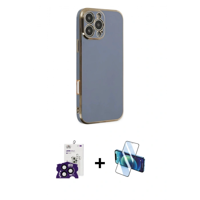 MARSİLYAN™- iPhone 16 Pro Max Kılıf Yankı Serisi - Siyah 3D Antistatik Seramik Nano Ekran Koruyucu + Bilvis Titan Kamera Lens - SH