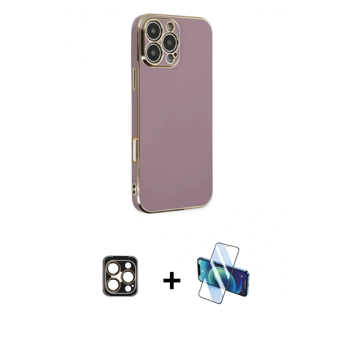 MARSİLYAN™- iPhone 16 Pro Max Kılıf Yankı Serisi - Siyah 3D Antistatik Seramik Nano Ekran Koruyucu + PVD Metal Kamera Lens - GD