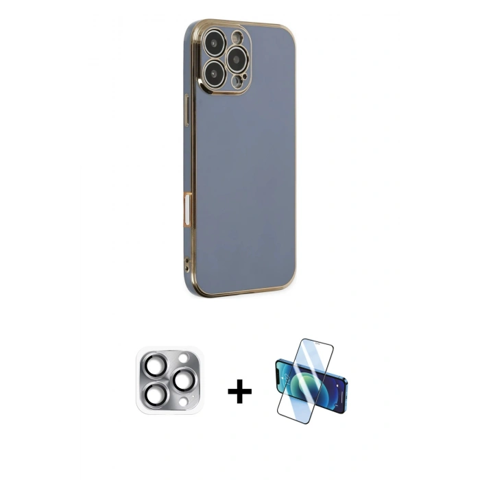 MARSİLYAN™- iPhone 16 Pro Max Kılıf Yankı Serisi - Siyah 3D Antistatik Seramik Nano Ekran Koruyucu + Pers Alüminyum Kamera Lens - GI