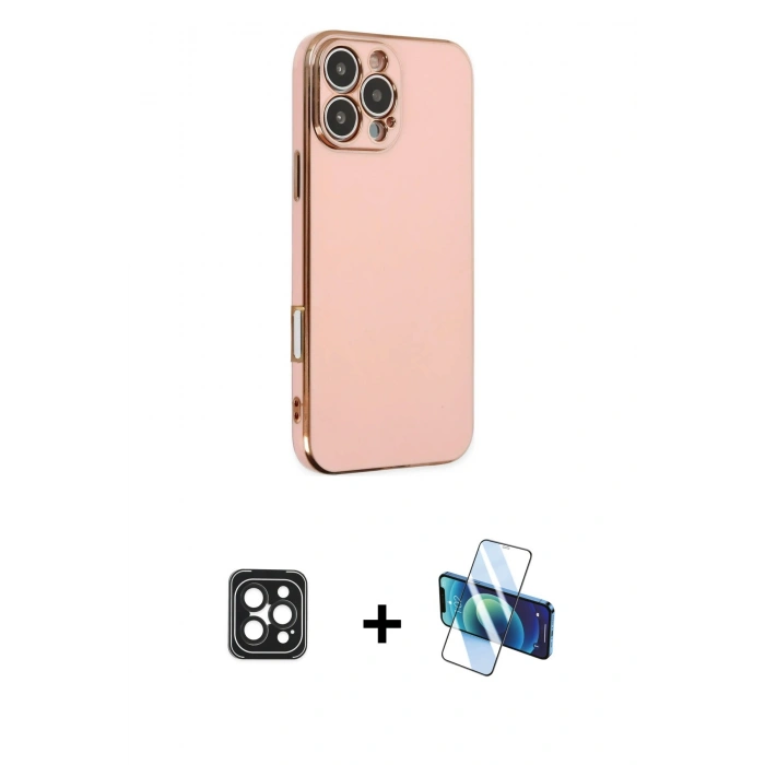 MARSİLYAN™- iPhone 16 Pro Max Kılıf Yankı Serisi - Siyah 3D Antistatik Seramik Nano Ekran Koruyucu + PVD Metal Kamera Lens - SH