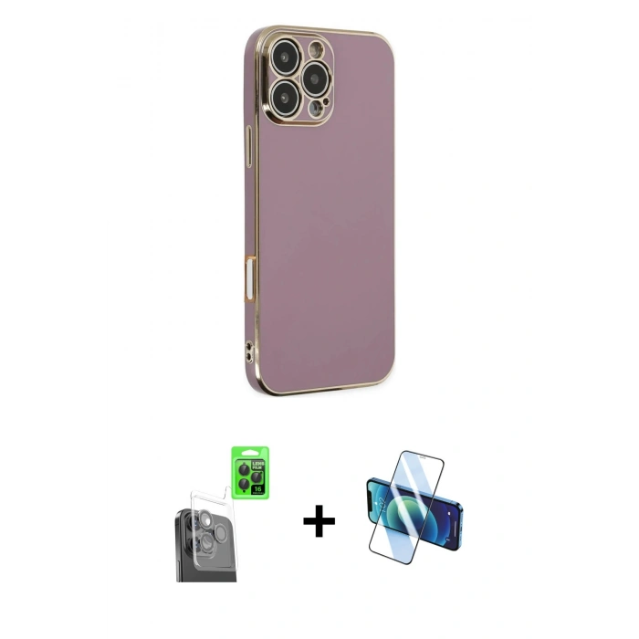 MARSİLYAN™- iPhone 16 Pro Max Kılıf Yankı Serisi - Siyah 3D Antistatik Seramik Nano Ekran Koruyucu + Raze Metal Kamera Lens - SH
