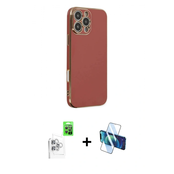 MARSİLYAN™- iPhone 16 Pro Max Kılıf Yankı Serisi - Siyah 3D Antistatik Seramik Nano Ekran Koruyucu + Raze Metal Kamera Lens - BZ
