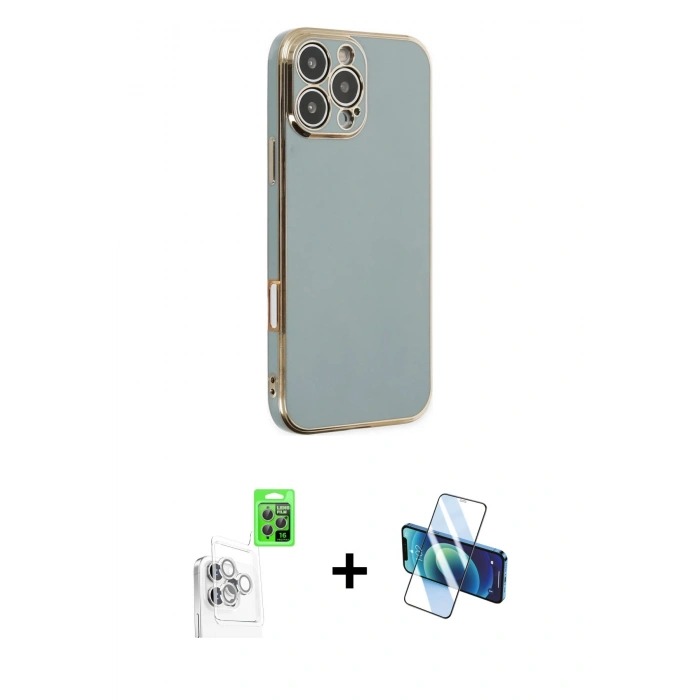 MARSİLYAN™- iPhone 16 Pro Max Kılıf Yankı Serisi - Siyah 3D Antistatik Seramik Nano Ekran Koruyucu + Raze Metal Kamera Lens - BZ