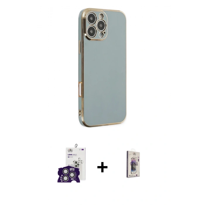 MARSİLYAN™- iPhone 16 Pro Max Kılıf Yankı Serisi - Siyah Bilvis 3D Cam Ekran Koruyucu + Bilvis Titan Kamera Lens - GS