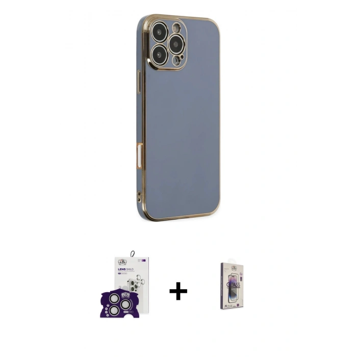 MARSİLYAN™- iPhone 16 Pro Max Kılıf Yankı Serisi - Siyah Bilvis 3D Cam Ekran Koruyucu + Bilvis Titan Kamera Lens - GS