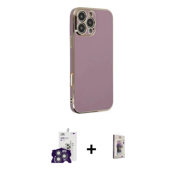 MARSİLYAN™- iPhone 16 Pro Max Kılıf Yankı Serisi - Siyah Bilvis 3D Cam Ekran Koruyucu + Bilvis Titan Kamera Lens - GS