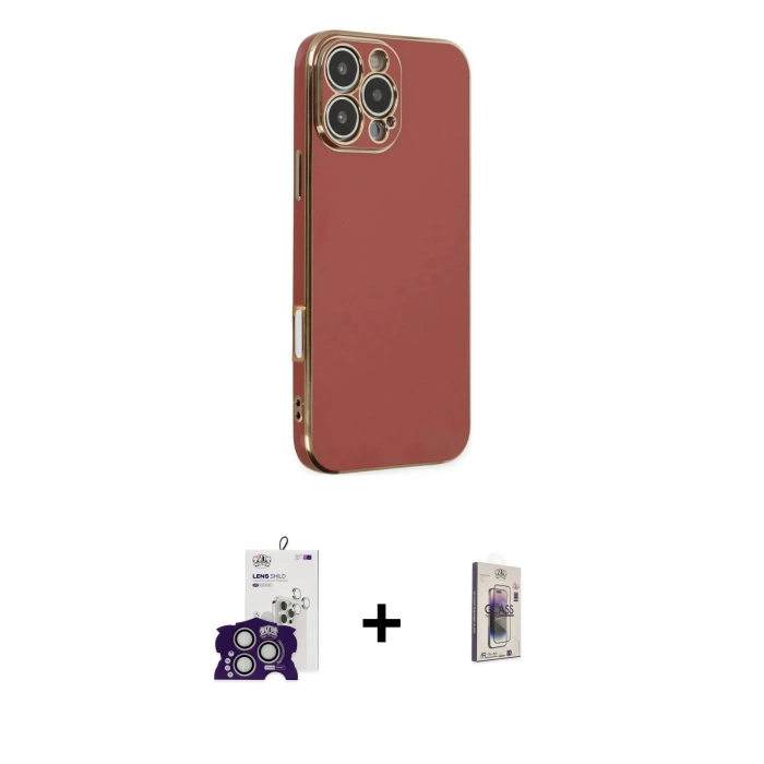 MARSİLYAN™- iPhone 16 Pro Max Kılıf Yankı Serisi - Siyah Bilvis 3D Cam Ekran Koruyucu + Bilvis Titan Kamera Lens - GS