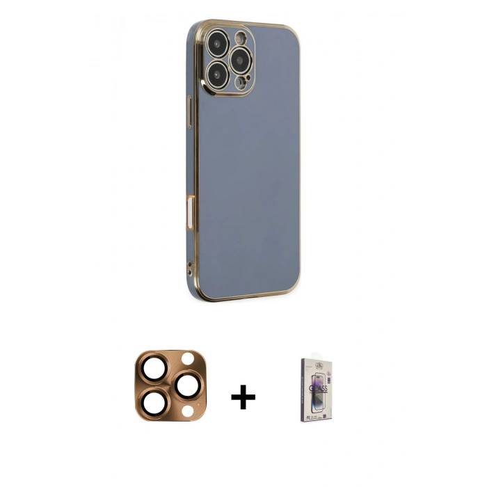 MARSİLYAN™- iPhone 16 Pro Max Kılıf Yankı Serisi - Siyah Bilvis 3D Cam Ekran Koruyucu + Pers Alüminyum Kamera Lens - CLTM