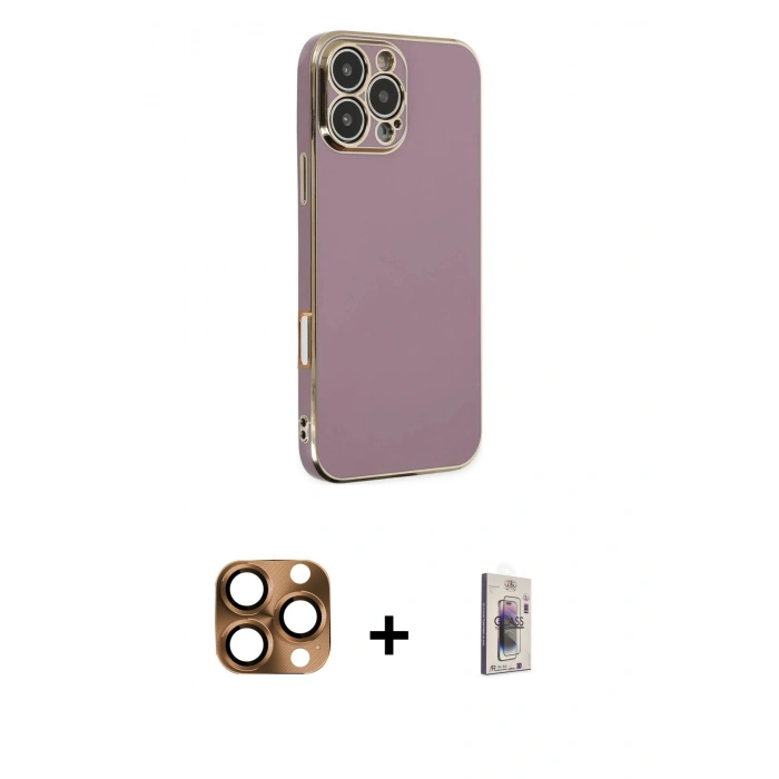 MARSİLYAN™- iPhone 16 Pro Max Kılıf Yankı Serisi - Siyah Bilvis 3D Cam Ekran Koruyucu + Pers Alüminyum Kamera Lens - CLTM