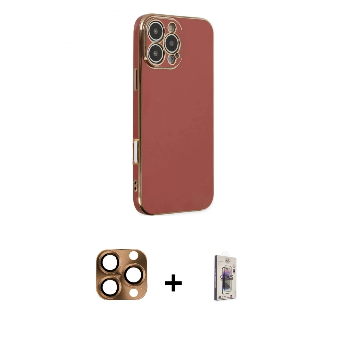 MARSİLYAN™- iPhone 16 Pro Max Kılıf Yankı Serisi - Siyah Bilvis 3D Cam Ekran Koruyucu + Pers Alüminyum Kamera Lens - CLTM