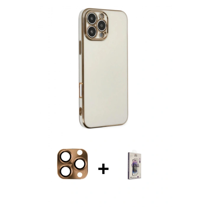MARSİLYAN™- iPhone 16 Pro Max Kılıf Yankı Serisi - Siyah Bilvis 3D Cam Ekran Koruyucu + Pers Alüminyum Kamera Lens - CLTM